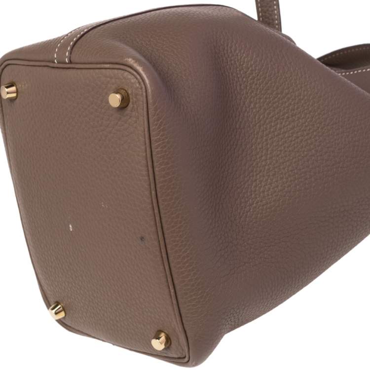 Pre Owned Hermes Etoupe Clemence Leather Picotin Lock 18 Bag