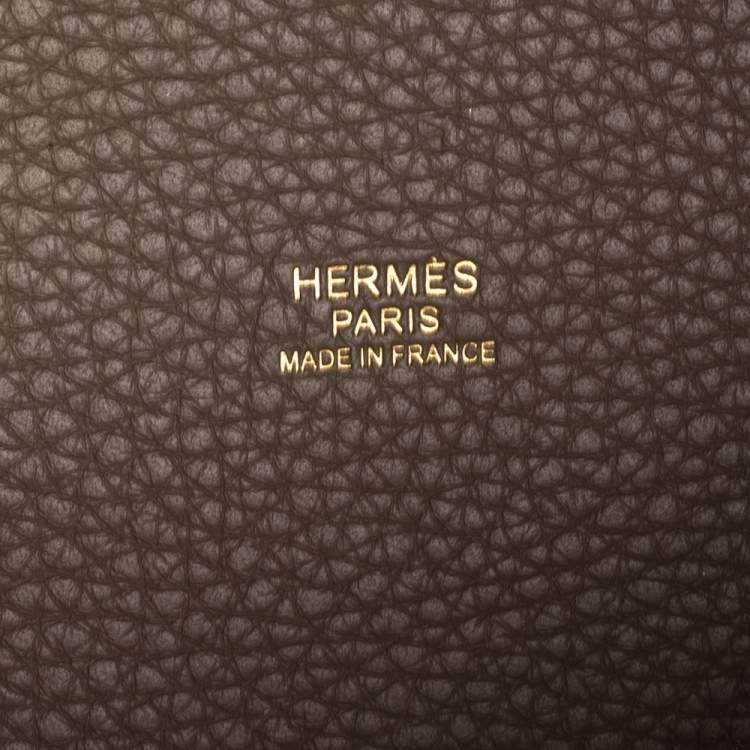 Pre Owned Hermes Etoupe Clemence Leather Picotin Lock 18 Bag