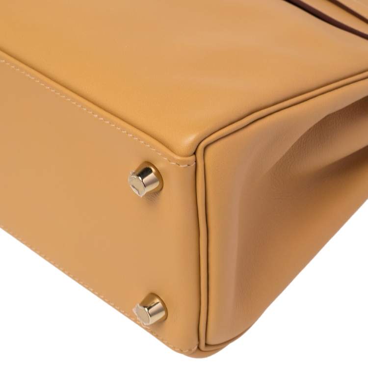 Pre Owned Hermes Curry Swift Leather Gold Plated Kelly Retourne 25 Bag