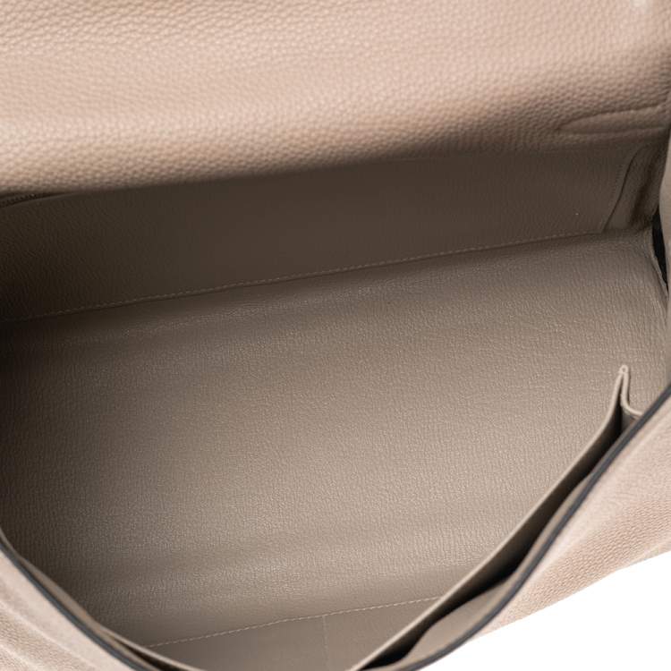 Pre Owned Hermes Gris Tourterelle Togo Leather Palladium Plated Kelly Retourne 35 Bag