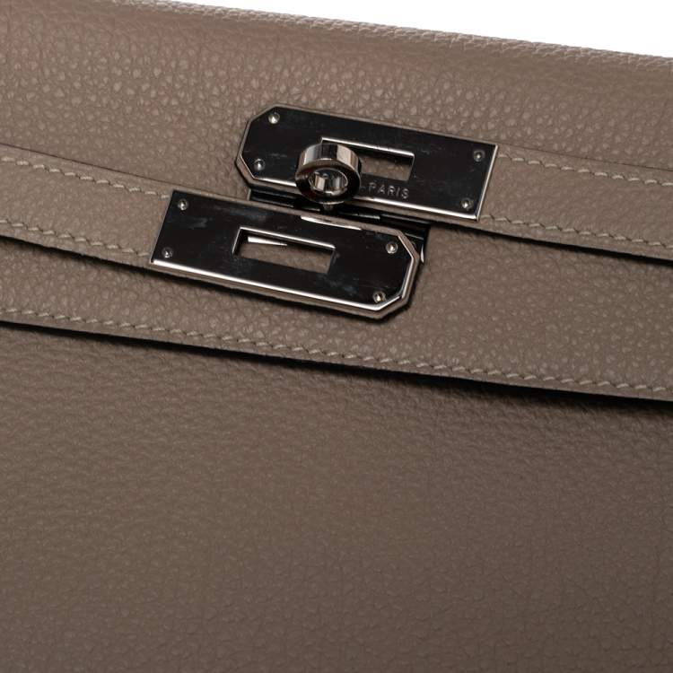 Pre Owned Hermes Gris Tourterelle Togo Leather Palladium Plated Kelly Retourne 35 Bag