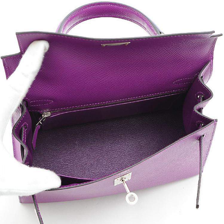 Hermes Purple Epsom Leather Palladium Hardware Kelly 25 Bag Hermes