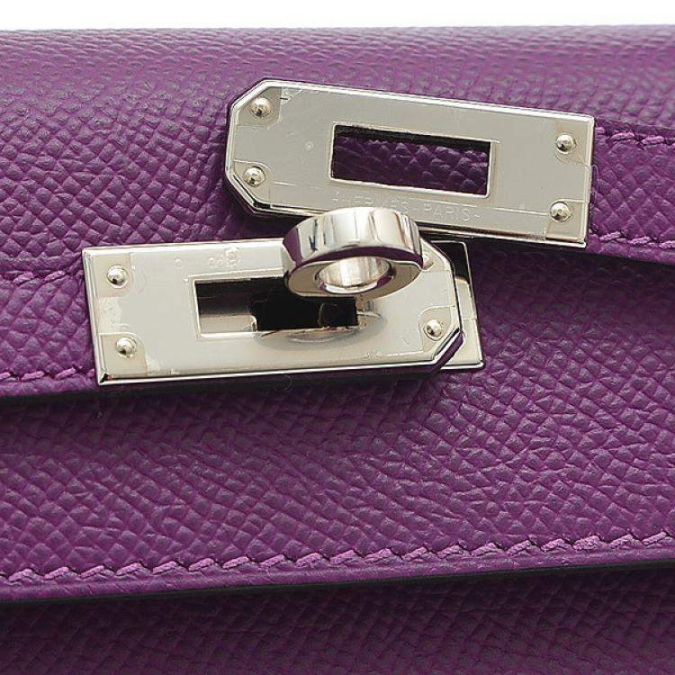 Pre Owned Hermes Purple Epsom Leather Palladium Hardware Kelly 25 Bag 
