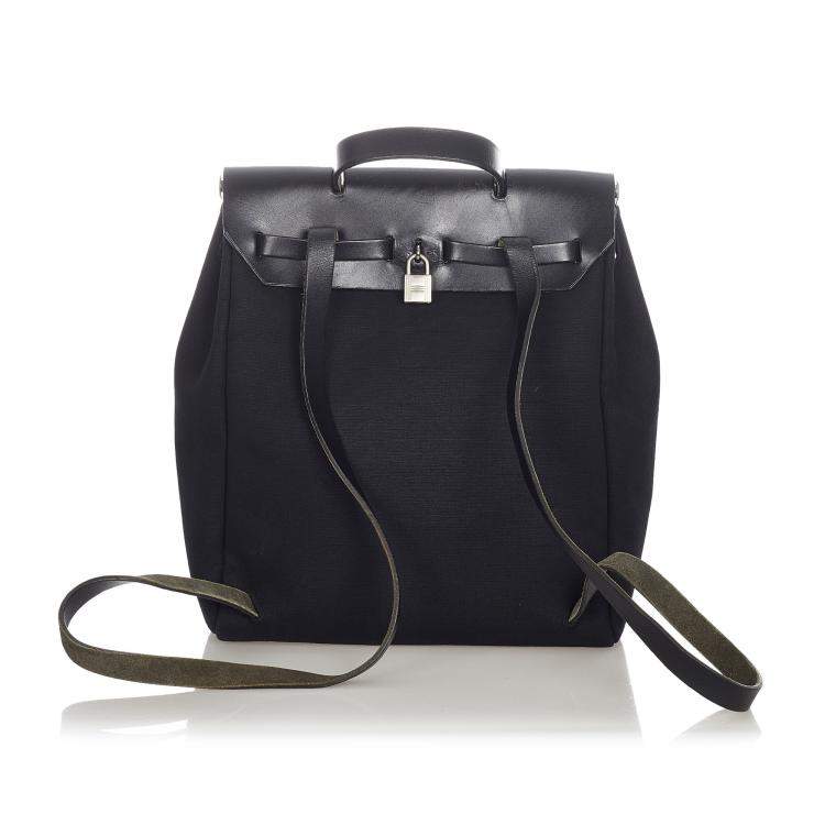 Pre Owned Hermes Black Canvas Fabric Herbag PM Backpack