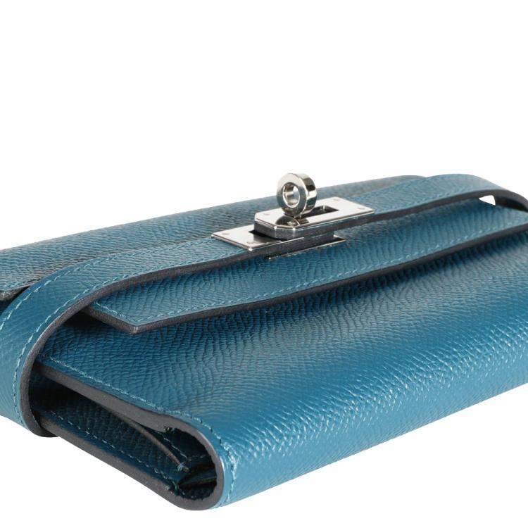 Pre Owned Hermes Blue Epsom Leather Kelly Wallet (2016)