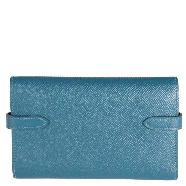 Pre Owned Hermes Blue Epsom Leather Kelly Wallet (2016)