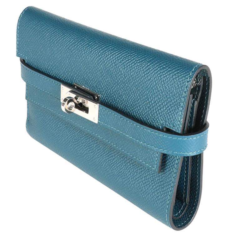 Pre Owned Hermes Blue Epsom Leather Kelly Wallet (2016)