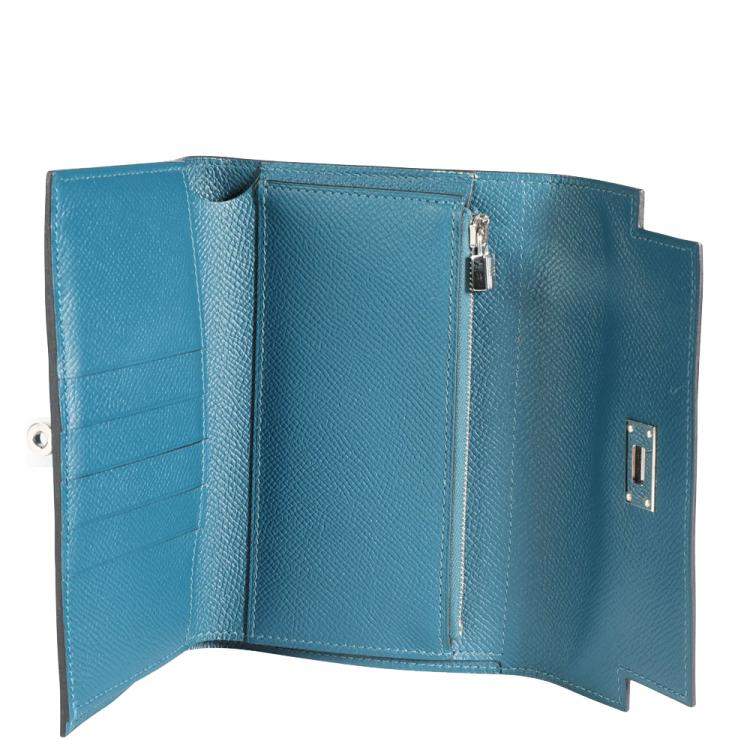 Pre Owned Hermes Blue Epsom Leather Kelly Wallet (2016)