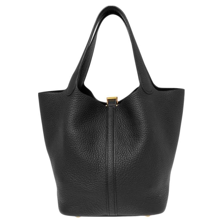 Pre Owned Hermes Black Taurillon Clemence Leather Picotin Lock 22 Bag