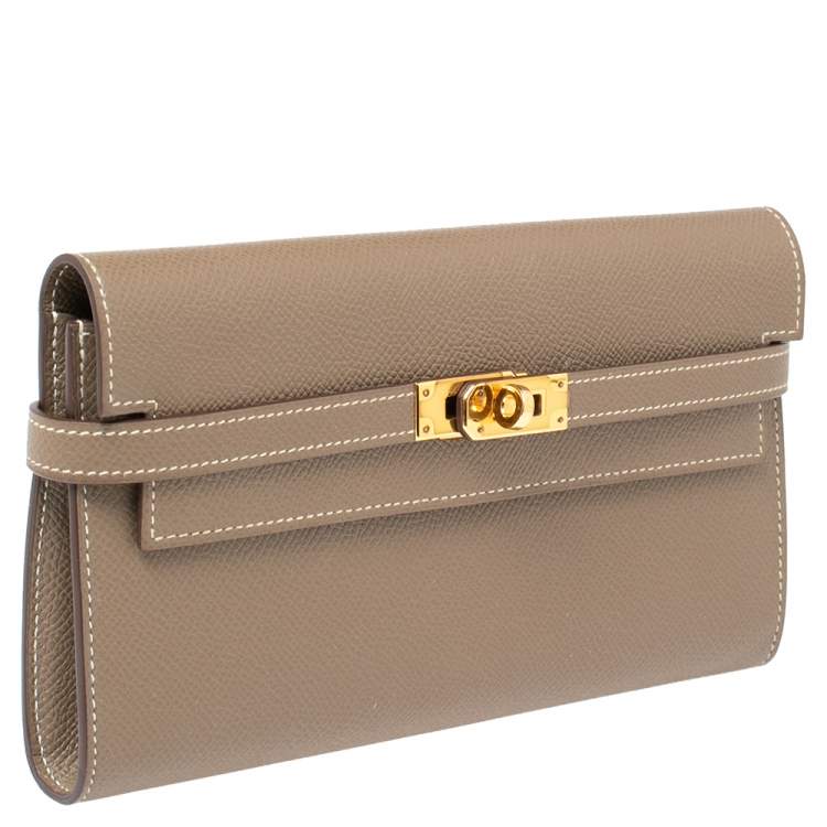 Pre Owned Hermes Etoupe Epsom Leather Classic Kelly Wallet