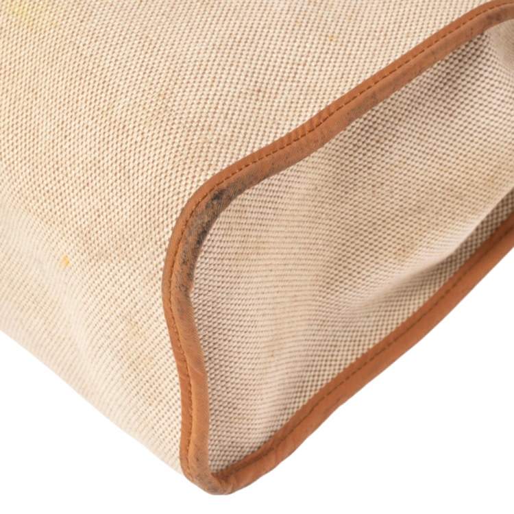 Pre Owned Hermes Natural/Toile Canvas and Leather Herbag Zip 31 Bag