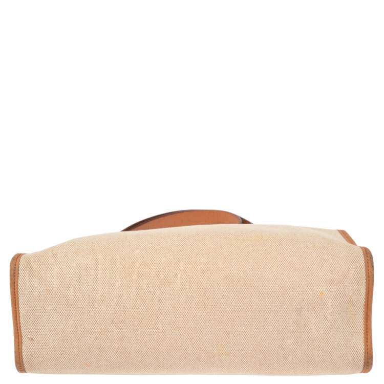 Pre Owned Hermes Natural/Toile Canvas and Leather Herbag Zip 31 Bag