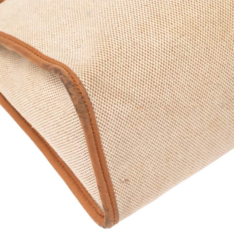 Pre Owned Hermes Natural/Toile Canvas and Leather Herbag Zip 31 Bag