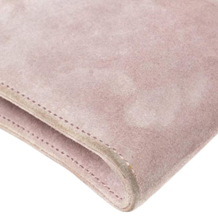 Pre Owned Hermes Glycine Veau Doblis Palladium Finish Kelly Longue Clutch 34