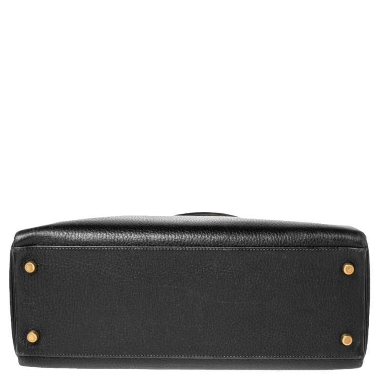 Pre Owned Hermes Black Ardenes Leather Gold Plated Kelly Retourne 32 Bag
