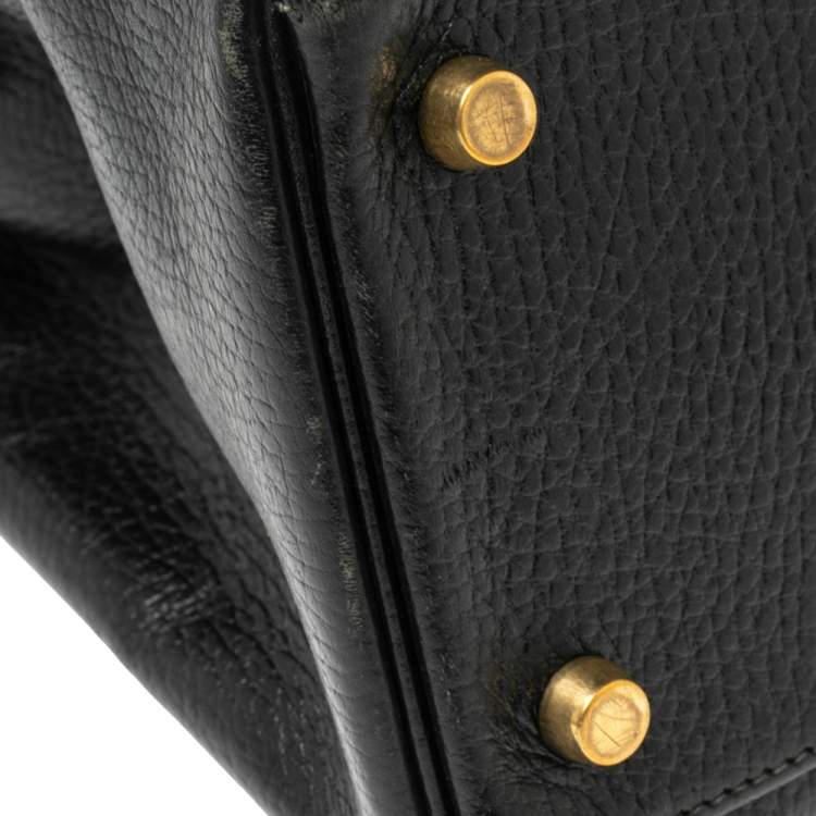 Pre Owned Hermes Black Ardenes Leather Gold Plated Kelly Retourne 32 Bag