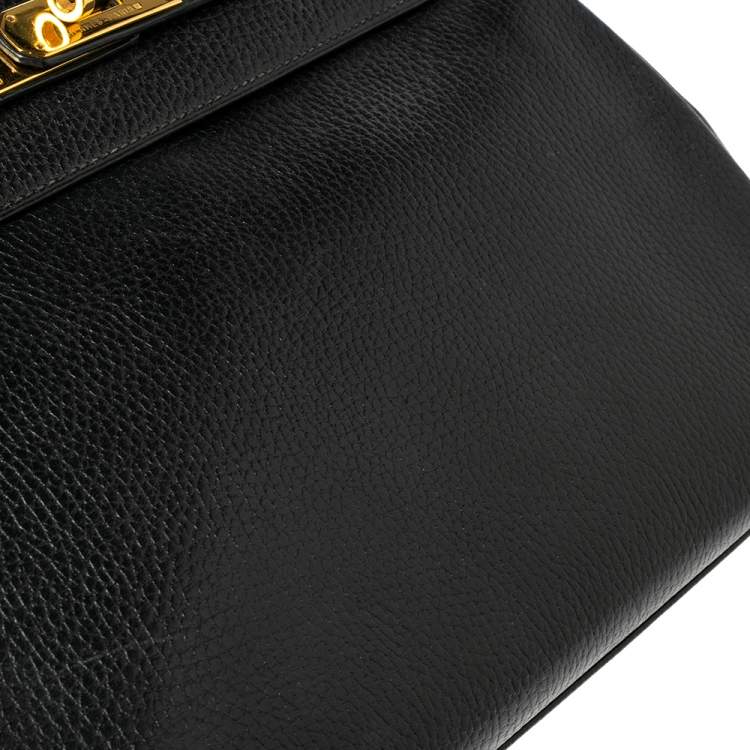 Pre Owned Hermes Black Ardenes Leather Gold Plated Kelly Retourne 32 Bag