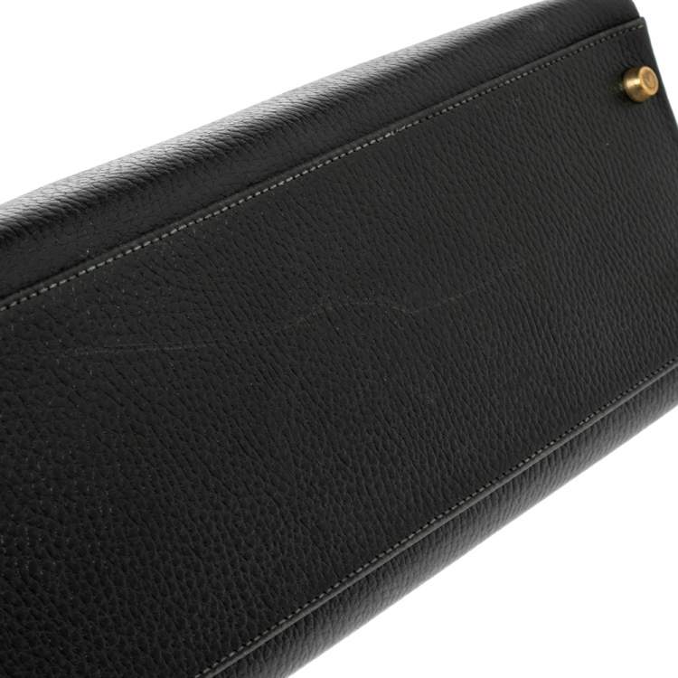 Pre Owned Hermes Black Ardenes Leather Gold Plated Kelly Retourne 32 Bag