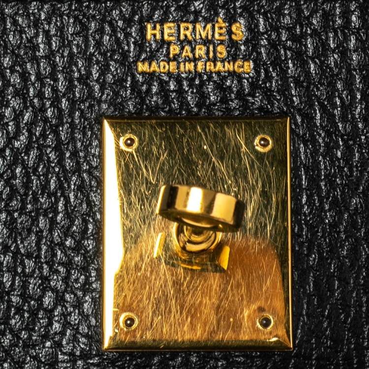 Pre Owned Hermes Black Ardenes Leather Gold Plated Kelly Retourne 32 Bag