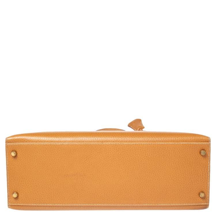 Pre Owned Hermes Naturale Ardenes Leather Gold Plated Kelly Sellier 35 Bag