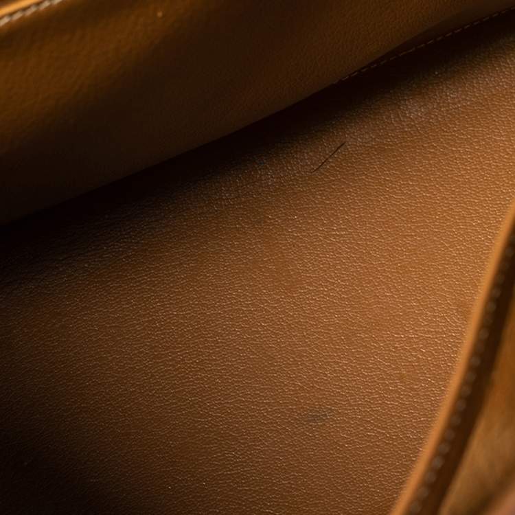 Pre Owned Hermes Naturale Ardenes Leather Gold Plated Kelly Sellier 35 Bag