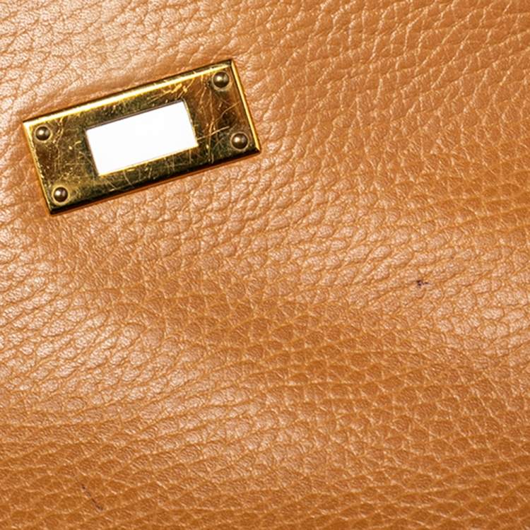 Pre Owned Hermes Naturale Ardenes Leather Gold Plated Kelly Sellier 35 Bag