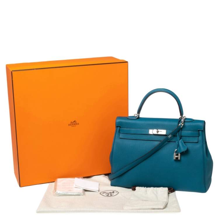 مملوكة مسبقًا Hermes Cobalt Togo Leather Palladium Plated Kelly Retourne 35 Bag