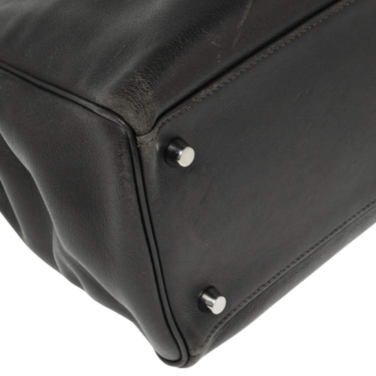Pre Owned Hermes Ardoise Evercolor Leather Palladium Finished Kelly Retourne 35 Bag