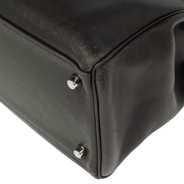 Pre Owned Hermes Ardoise Evercolor Leather Palladium Finished Kelly Retourne 35 Bag
