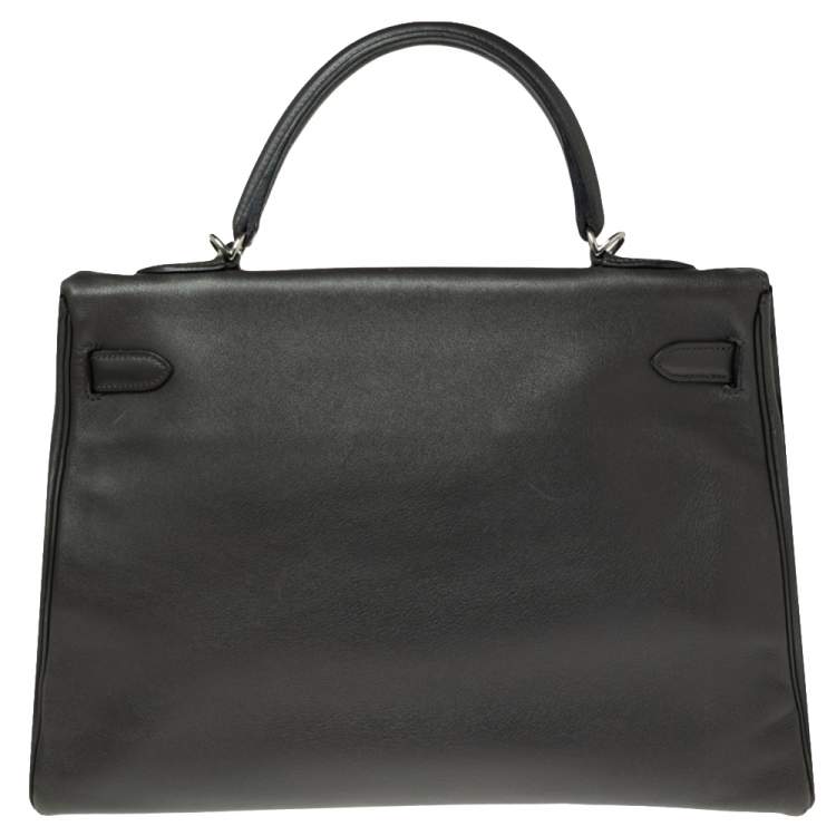 Pre Owned Hermes Ardoise Evercolor Leather Palladium Finished Kelly Retourne 35 Bag