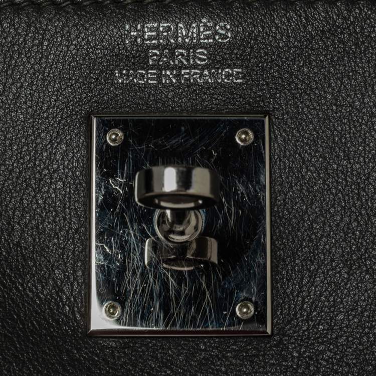 Pre Owned Hermes Ardoise Evercolor Leather Palladium Finished Kelly Retourne 35 Bag