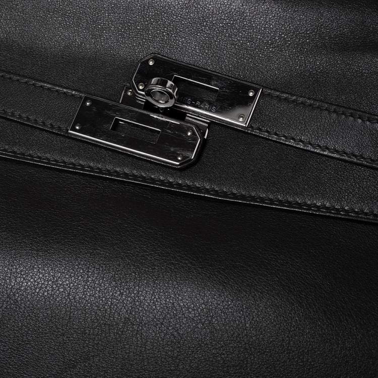 Pre Owned Hermes Ardoise Evercolor Leather Palladium Finished Kelly Retourne 35 Bag