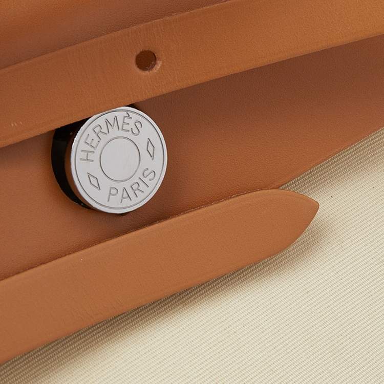 Pre Owned Hermes Beige/Tan Canvas and Leather Herbag Zip 31 Bag