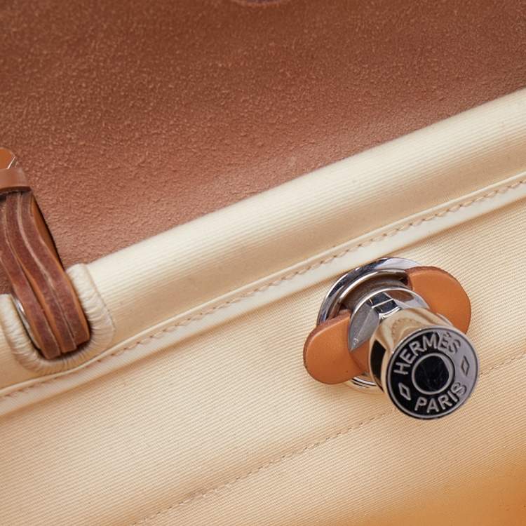 Pre Owned Hermes Beige/Tan Canvas and Leather Herbag Zip 31 Bag