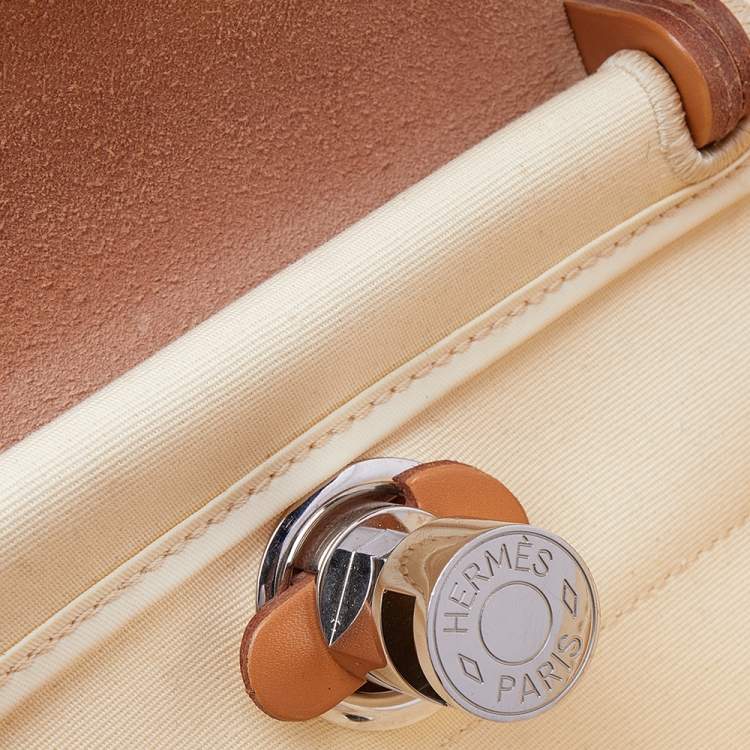 Pre Owned Hermes Beige/Tan Canvas and Leather Herbag Zip 31 Bag