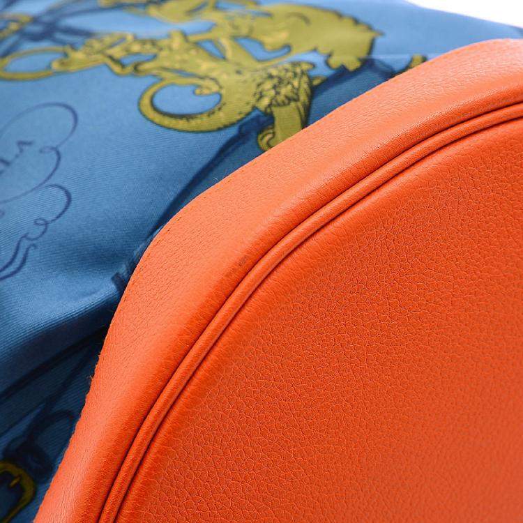 Pre Owned Hermes Blue/Orange Leather Silk Sac Soi Cool 22 Backpack