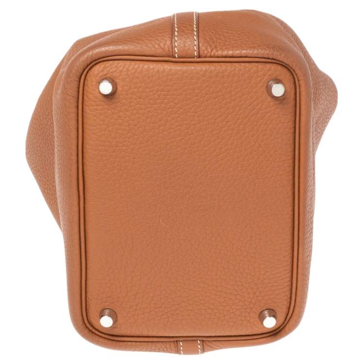Pre Owned Hermes Gold Taurillon Clemence Leather Picotin Lock PM Bag