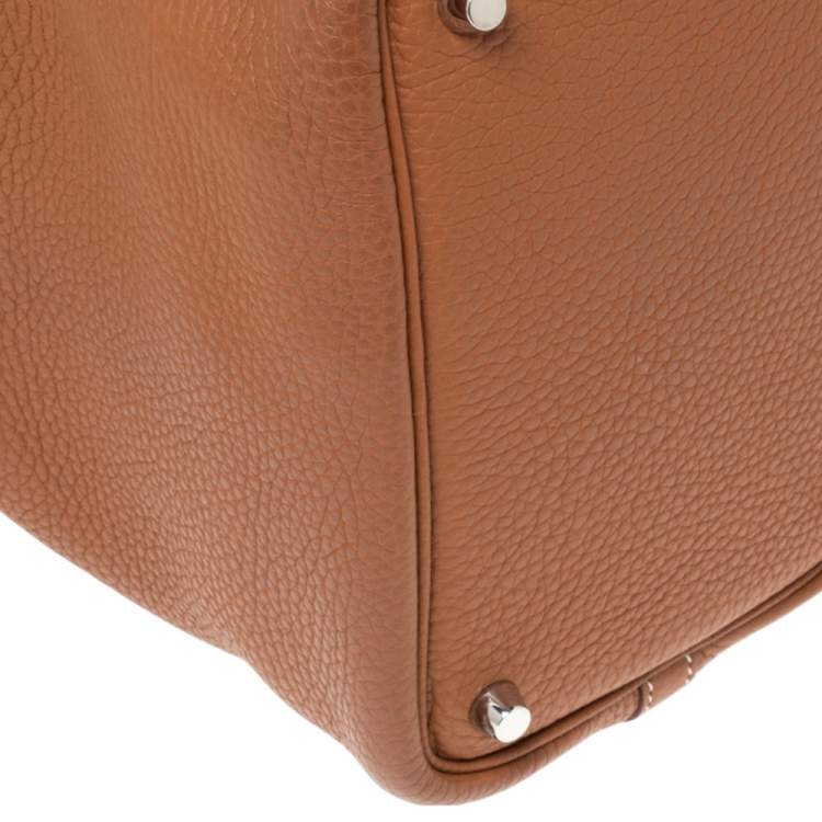Pre Owned Hermes Gold Taurillon Clemence Leather Picotin Lock PM Bag