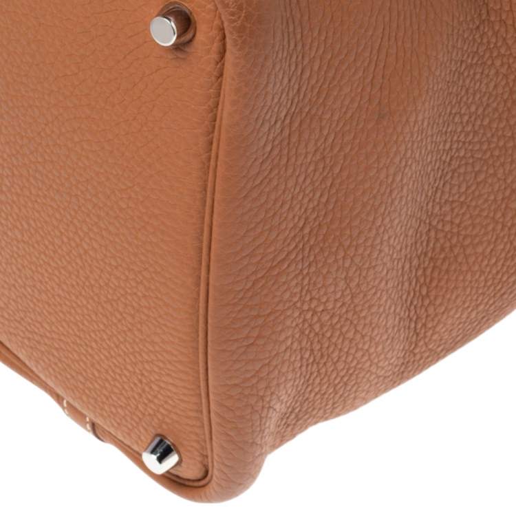 Pre Owned Hermes Gold Taurillon Clemence Leather Picotin Lock PM Bag