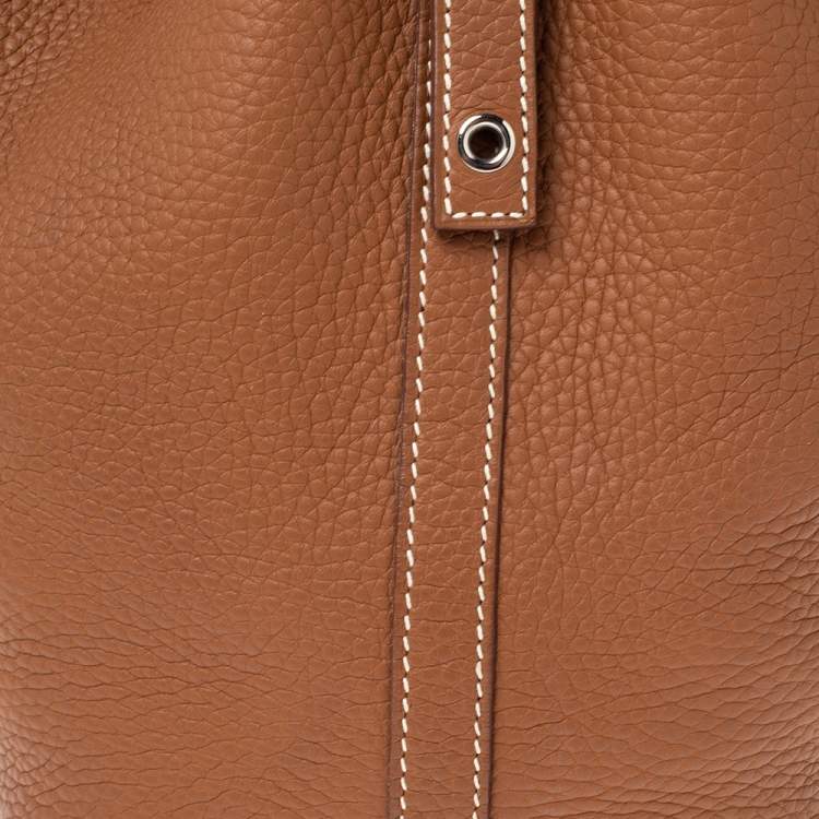 Pre Owned Hermes Gold Taurillon Clemence Leather Picotin Lock PM Bag