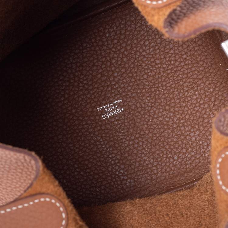 Pre Owned Hermes Gold Taurillon Clemence Leather Picotin Lock PM Bag
