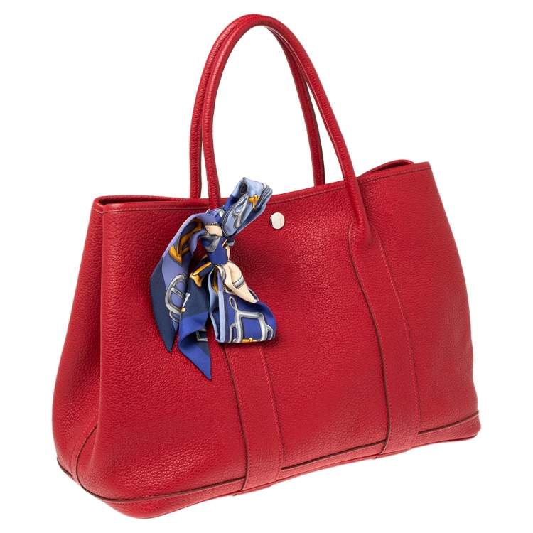 Pre Owned Hermes Rouge Piment Negonda Leather Garden Party 36 Bag