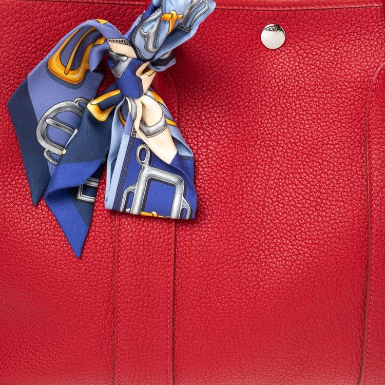 Pre Owned Hermes Rouge Piment Negonda Leather Garden Party 36 Bag