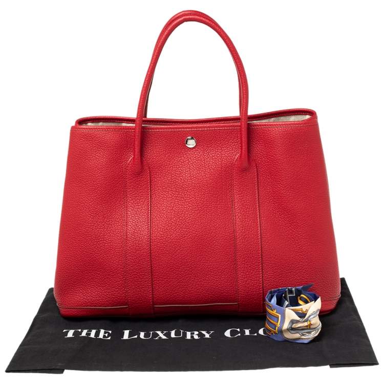 Pre Owned Hermes Rouge Piment Negonda Leather Garden Party 36 Bag