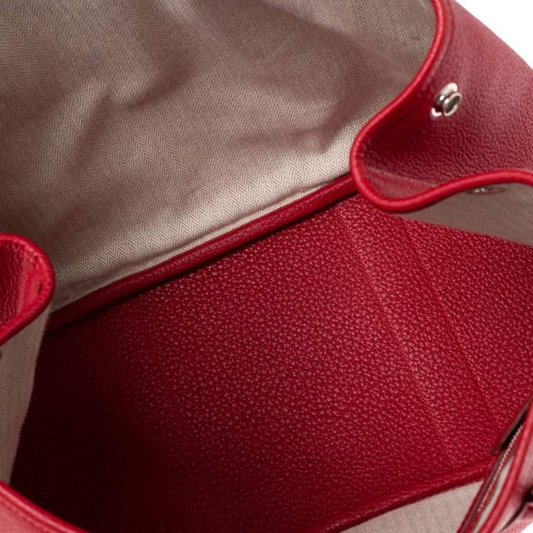 Pre Owned Hermes Rouge Piment Negonda Leather Garden Party 36 Bag