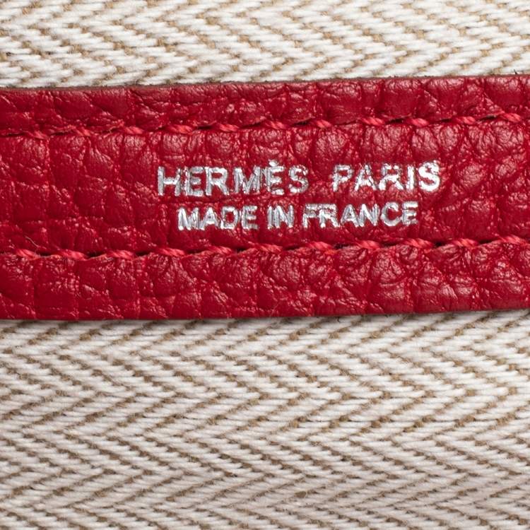 Pre Owned Hermes Rouge Piment Negonda Leather Garden Party 36 Bag