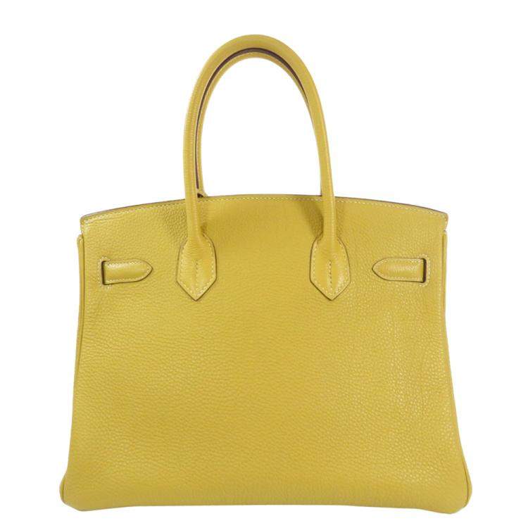 Hermes Yellow Clemence Leather Palladium Hardware Birkin 30 Bag Hermes