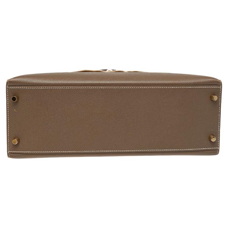 Pre Owned Hermes Etoupe Grey Epsom Leather Gold Hardware Kelly Sellier 32 Bag