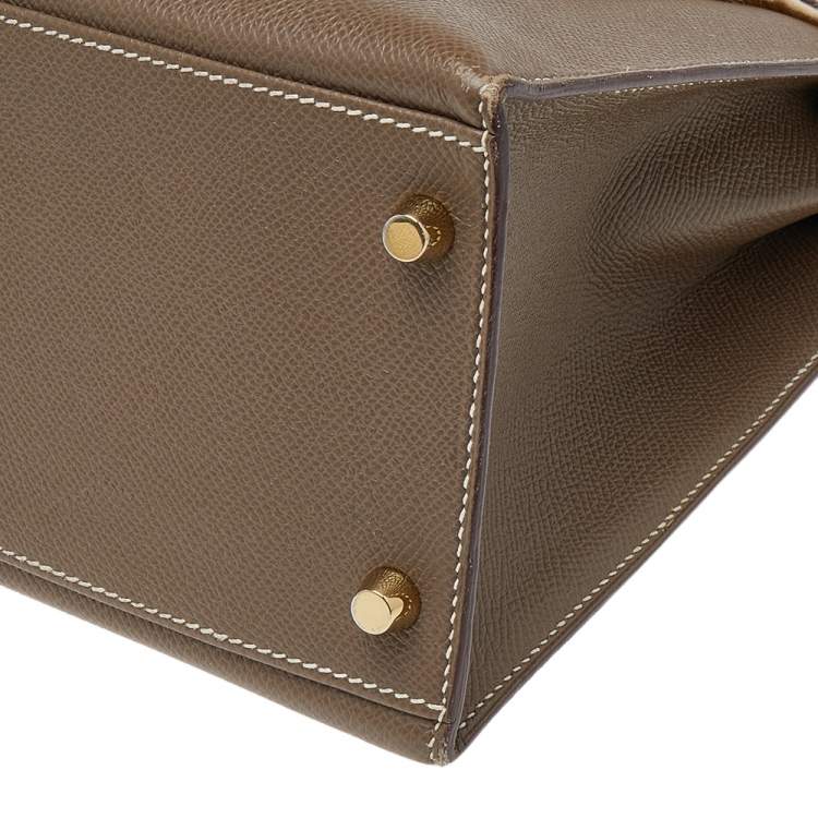 Pre Owned Hermes Etoupe Grey Epsom Leather Gold Hardware Kelly Sellier 32 Bag