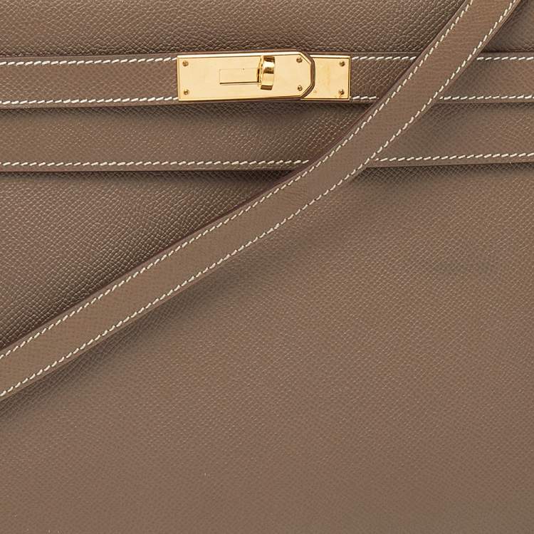 Pre Owned Hermes Etoupe Grey Epsom Leather Gold Hardware Kelly Sellier 32 Bag